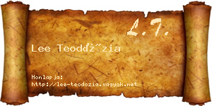 Lee Teodózia névjegykártya